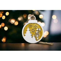 Winterlandschaft Weiss mit Gold Glimmer