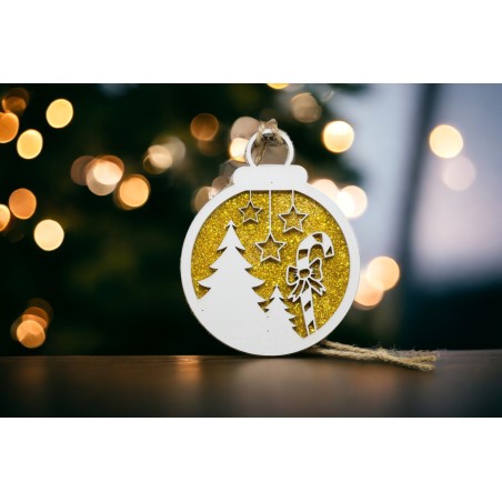 Winterlandschaft Weiss mit Gold Glimmer