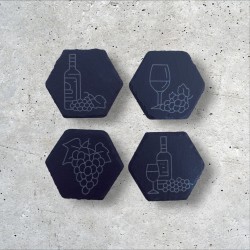 4 Getränke-Untersetzer aus Schiefer